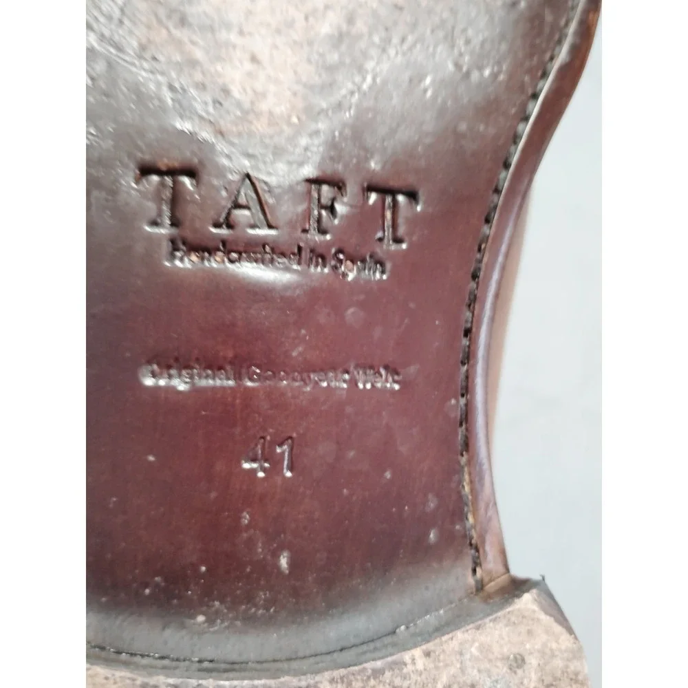 Rare Taft Grail Honey Brown Leather Dress Shoe Men 41 US 8.5 Lace Up Chain Spain